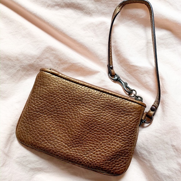 Coach Madison Leather Pleated Small Bronze Wristlet - Picture 2 of 3